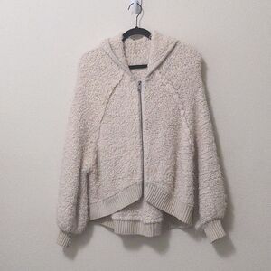 Free People Cream Supersoft Sherpa Zip Up Hoodie